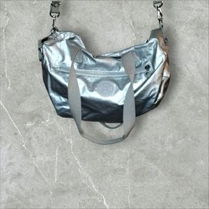 Kipling Bag Silver Shiny Metallic X-Large Crossbody W-9" x H-10" x 15"